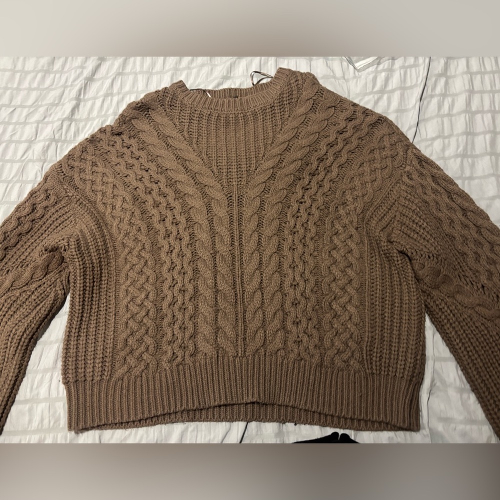 Dynamite Brown Cable Knit Sweater